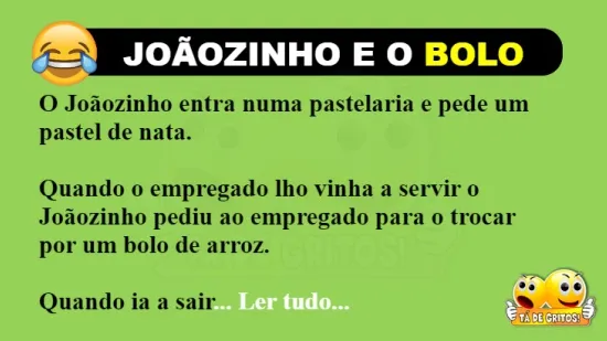 ANEDOTA: JOÃOZINHO E O BOLO